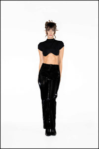 Ellie pant, black vinyl pants, straight leg, tailored to perfection